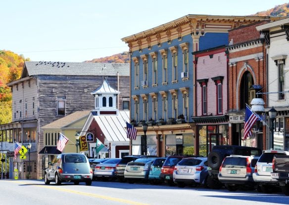 main street in a historic New England town