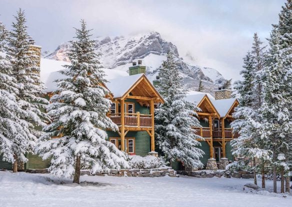 exterior of Buffalo Mountain Lodge at winter